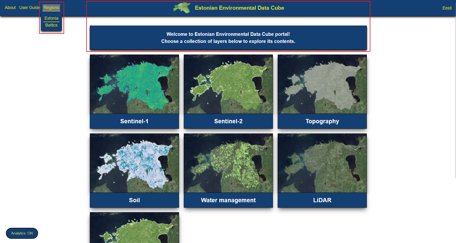 Andmekuubi portaali avaleht