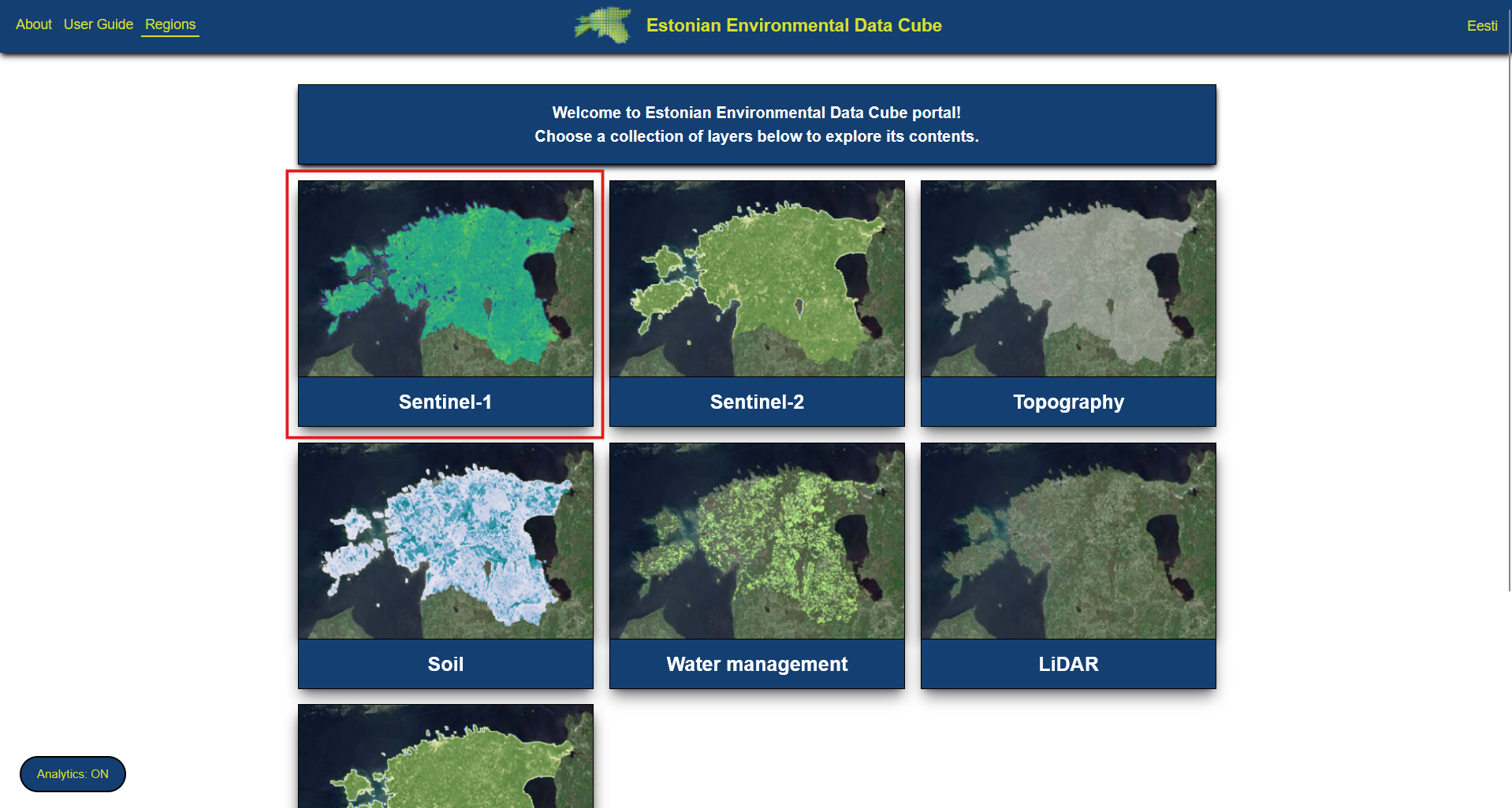 Kollekstioonide paneelid avalehel